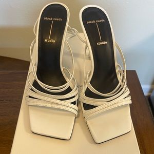 Pre- Loved Black Suede Studio - LANA Sandal- White - Size 38 Great Condition
